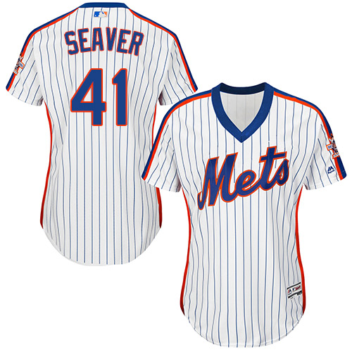 Mets #41 Tom Seaver White(Blue Strip) Alternate Women's Stitched MLB Jersey
